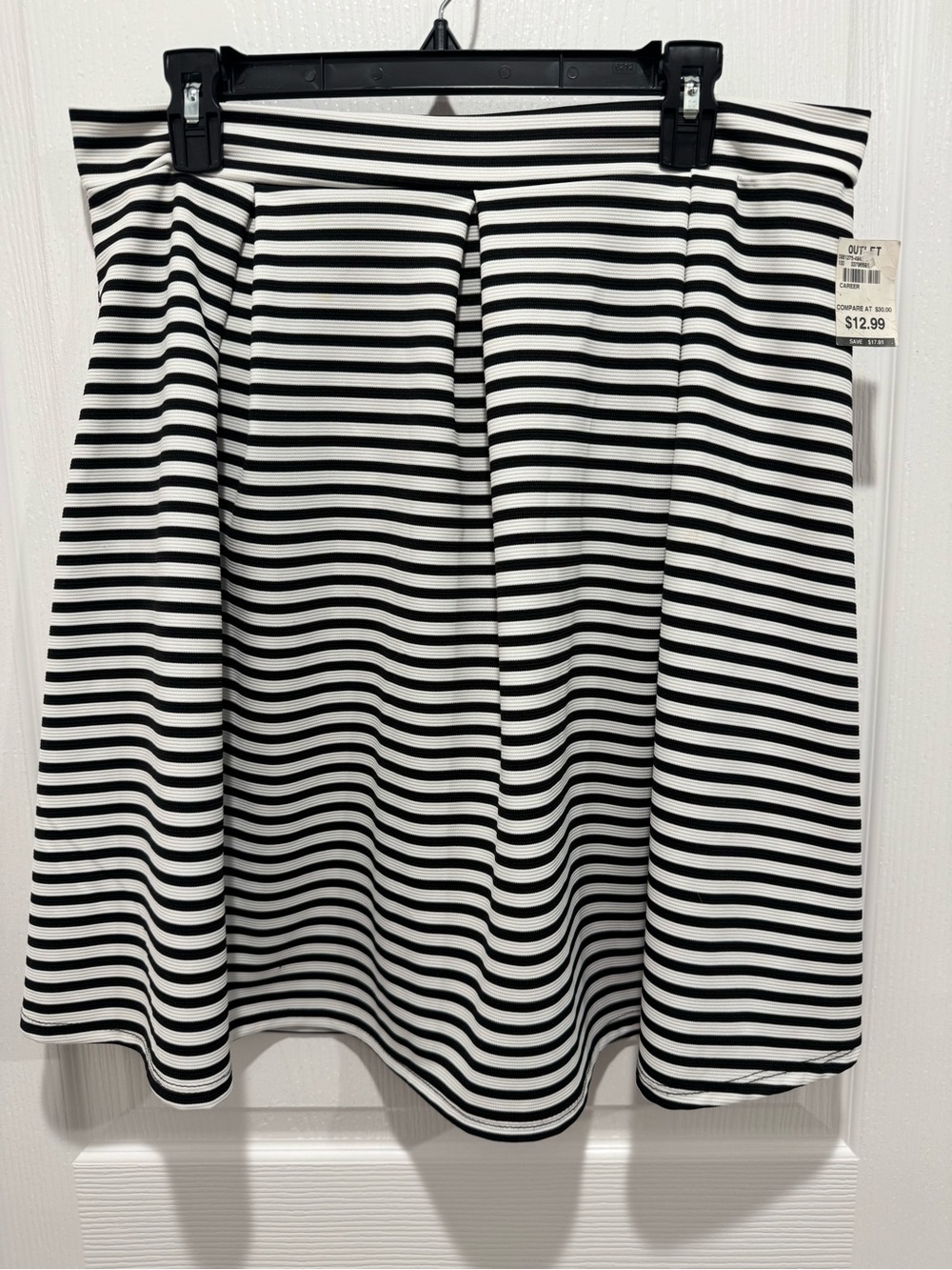 Norma Allan Collection NWT Black White Striped Fit & Flare Skirt - Size XL